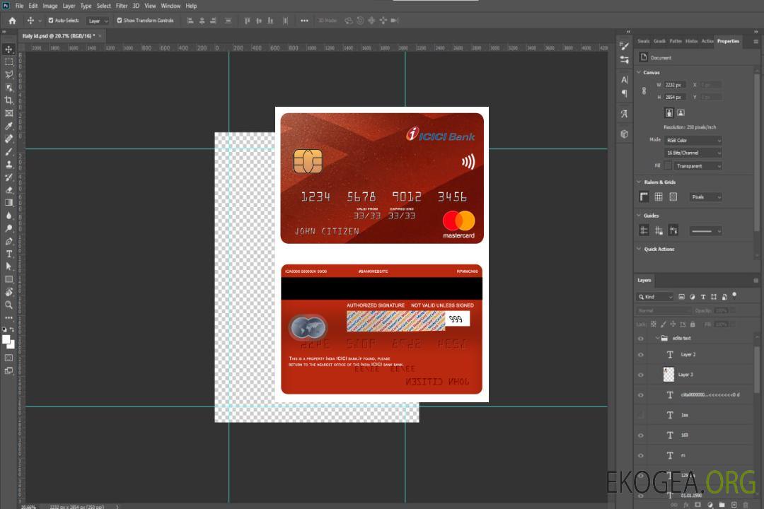 Mastercard de la banque ICICI en Inde template Mastercard de la banque ICICI en Inde template